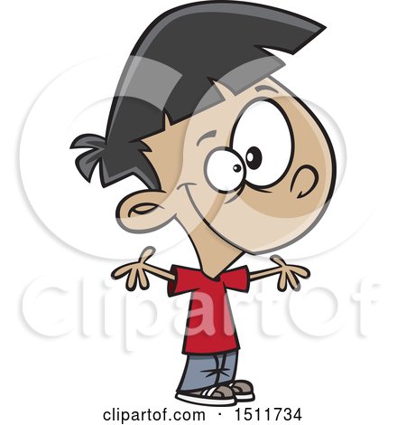 Clipart of a Cartoon Welcoming Boy with Open Arms - Royalty Free Vector Illustration by toonaday