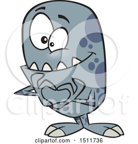 Clipart of a Cartoon Monster Forming a Heart with His Hands - Royalty Free Vector Illustration by toonaday