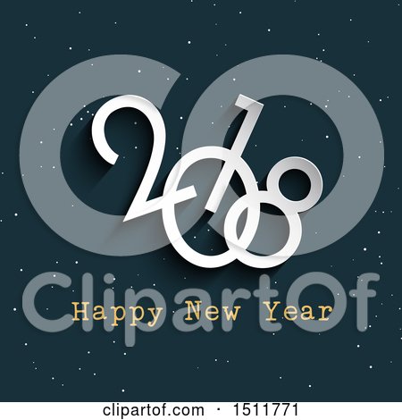 Clipart of a Happy New Year 2018 Greeting - Royalty Free Vector Illustration by KJ Pargeter