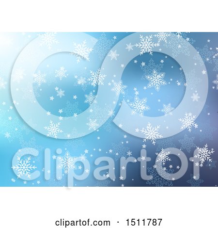 Clipart of a Winter Snowflake Christmas Background - Royalty Free Vector Illustration by KJ Pargeter