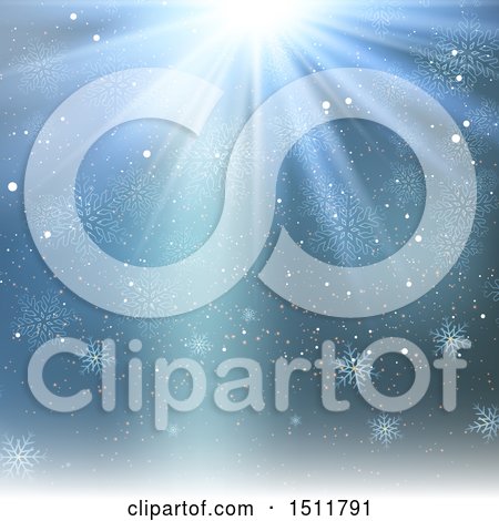 Clipart of a Winter Snowflake Christmas Background - Royalty Free Vector Illustration by KJ Pargeter