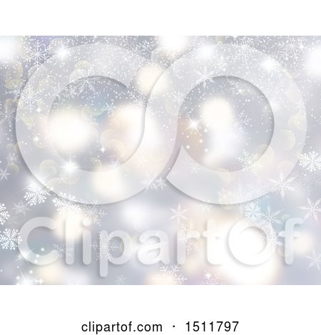 Clipart of a Winter Christmas Snowflake Background - Royalty Free Illustration by KJ Pargeter