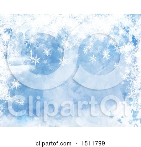Clipart of a Watercolor Winter Christmas Snowflake Background - Royalty Free Illustration by KJ Pargeter