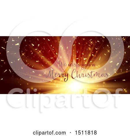 Clipart of a We Wish You a Merry Christmas Greeting over a Burst - Royalty Free Vector Illustration by KJ Pargeter