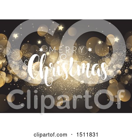 Clipart of a Merry Christmas Greeting with Flares and Stars - Royalty Free Vector Illustration by KJ Pargeter