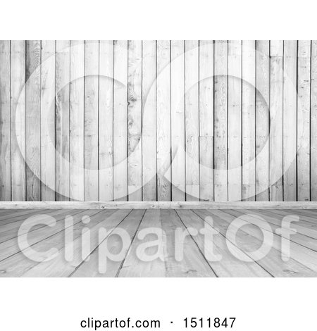Clipart of a 3d White Wood Wall and Floor - Royalty Free Illustration by KJ Pargeter