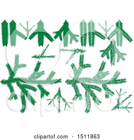 Clipart of Green Christmas Branch Garlands - Royalty Free Vector Illustration by dero