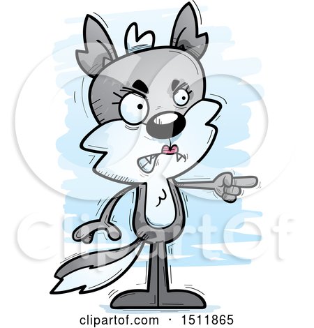 Clipart of a Mad Pointing Female Wolf - Royalty Free Vector Illustration by Cory Thoman