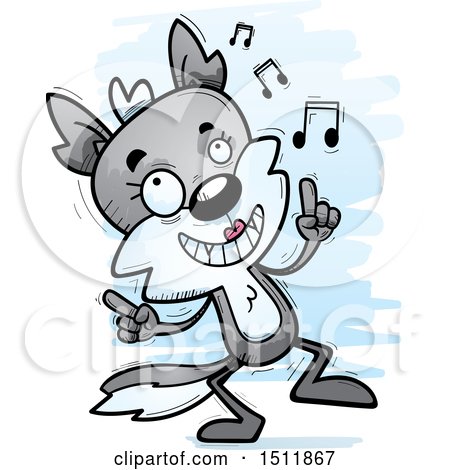 Clipart of a Happy Dancing Female Wolf - Royalty Free Vector Illustration by Cory Thoman