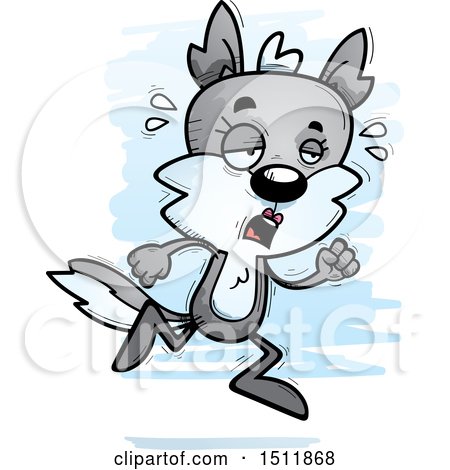 Clipart of a Tired Running Female Wolf - Royalty Free Vector Illustration by Cory Thoman