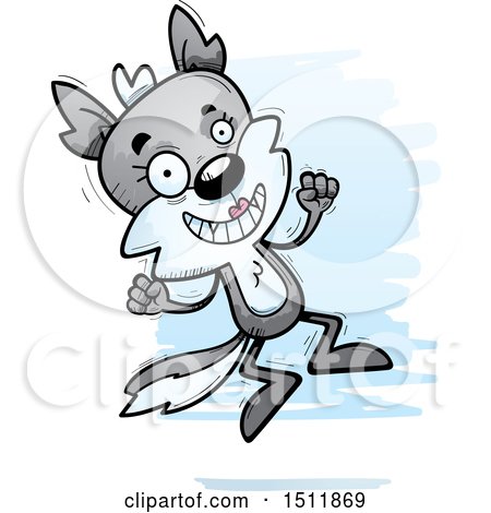 Clipart of a Jumping Female Wolf - Royalty Free Vector Illustration by Cory Thoman