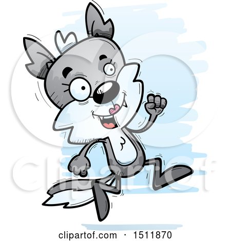 Clipart of a Running Female Wolf - Royalty Free Vector Illustration by Cory Thoman