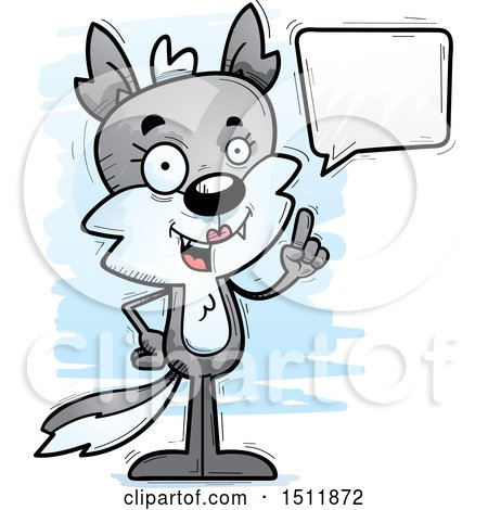 Clipart of a Happy Talking Female Wolf - Royalty Free Vector Illustration by Cory Thoman