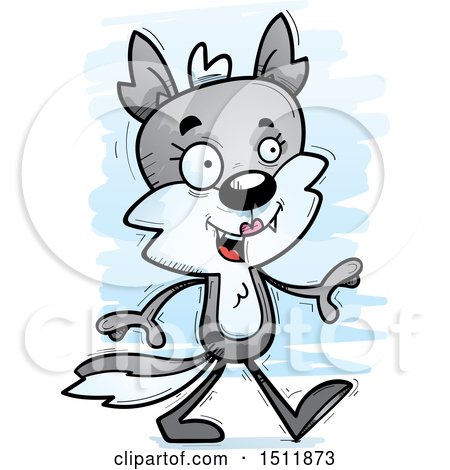 Clipart of a Happy Walking Female Wolf - Royalty Free Vector Illustration by Cory Thoman