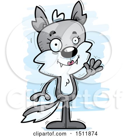Clipart of a Friendly Waving Female Wolf - Royalty Free Vector Illustration by Cory Thoman