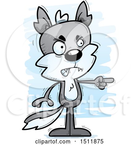 Clipart of a Mad Pointing Male Wolf - Royalty Free Vector Illustration by Cory Thoman