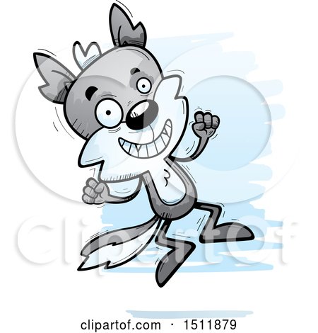 Clipart of a Jumping Male Wolf - Royalty Free Vector Illustration by Cory Thoman