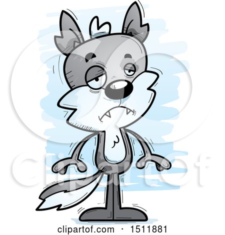 Clipart of a Sad Male Wolf - Royalty Free Vector Illustration by Cory Thoman