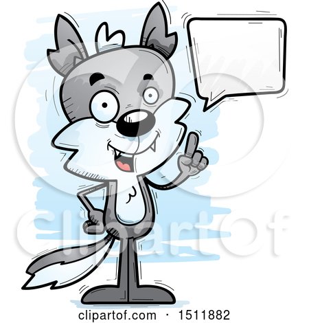 Clipart of a Happy Talking Male Wolf - Royalty Free Vector Illustration by Cory Thoman