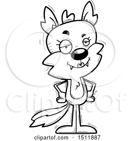 Clipart of a Black and White Confident Female Wolf - Royalty Free Vector Illustration by Cory Thoman