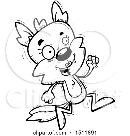 Clipart of a Black and White Running Female Wolf - Royalty Free Vector Illustration by Cory Thoman