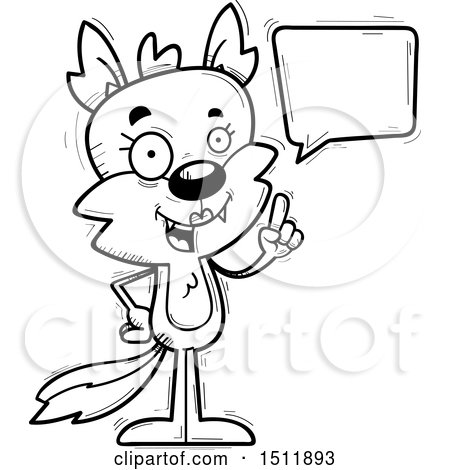 Clipart of a Black and White Happy Talking Female Wolf - Royalty Free Vector Illustration by Cory Thoman