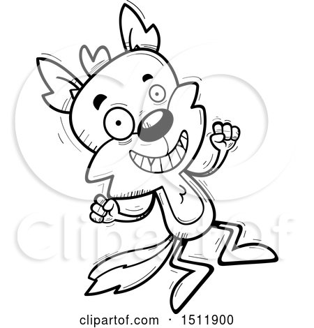 Clipart of a Black and White Jumping Male Wolf - Royalty Free Vector Illustration by Cory Thoman
