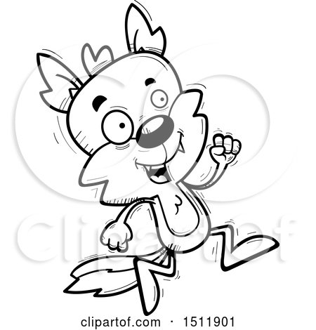 Clipart of a Black and White Running Male Wolf - Royalty Free Vector Illustration by Cory Thoman