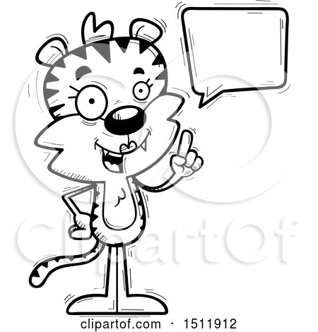 Clipart of a Black and White Happy Talking Female Tiger - Royalty Free Vector Illustration by Cory Thoman