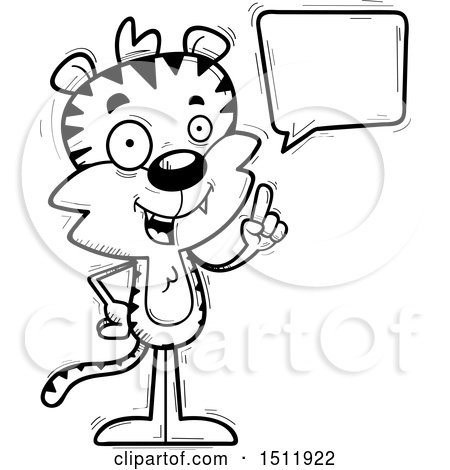 Clipart of a Black and White Happy Talking Male Tiger - Royalty Free Vector Illustration by Cory Thoman