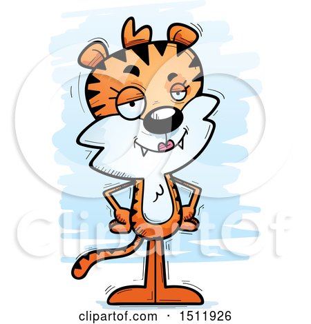 Clipart of a Confident Female Tiger - Royalty Free Vector Illustration by Cory Thoman