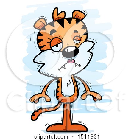 Clipart of a Sad Female Tiger - Royalty Free Vector Illustration by Cory Thoman