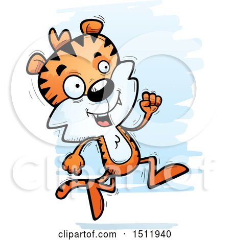 Clipart of a Running Male Tiger - Royalty Free Vector Illustration by Cory Thoman
