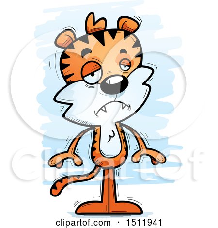 Clipart of a Sad Male Tiger - Royalty Free Vector Illustration by Cory Thoman