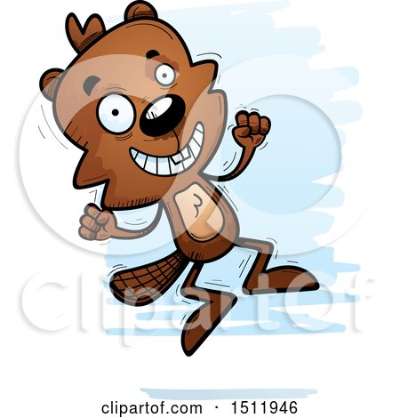 Clipart of a Jumping Male Beaver - Royalty Free Vector Illustration by Cory Thoman
