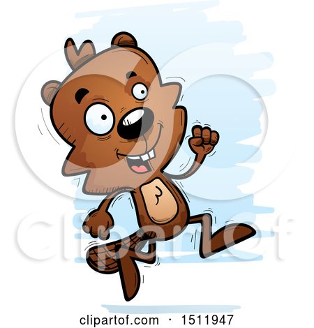 Clipart of a Running Male Beaver - Royalty Free Vector Illustration by Cory Thoman