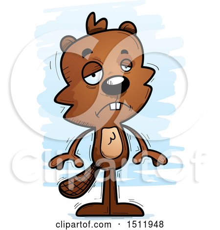 Clipart of a Sad Male Beaver - Royalty Free Vector Illustration by Cory Thoman