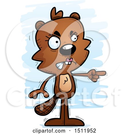 Clipart of a Mad Pointing Female Beaver - Royalty Free Vector Illustration by Cory Thoman