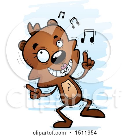 Clipart of a Happy Dancing Female Beaver - Royalty Free Vector Illustration by Cory Thoman