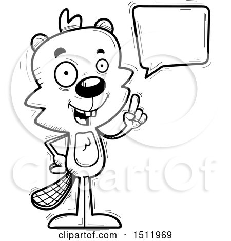 Clipart of a Black and White Happy Talking Male Beaver - Royalty Free Vector Illustration by Cory Thoman