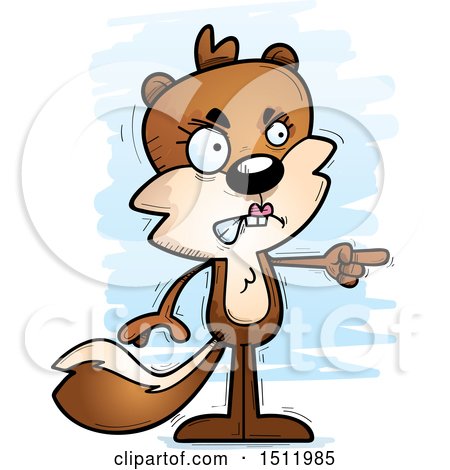 Clipart of a Mad Pointing Female Squirrel - Royalty Free Vector Illustration by Cory Thoman