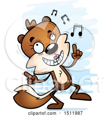 Clipart of a Happy Dancing Female Squirrel - Royalty Free Vector Illustration by Cory Thoman