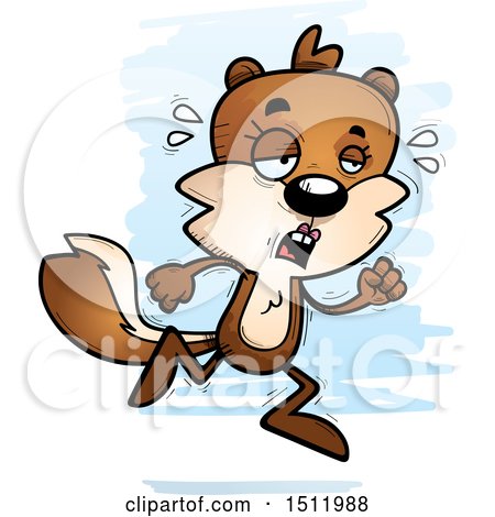 Clipart of a Tired Running Female Squirrel - Royalty Free Vector Illustration by Cory Thoman
