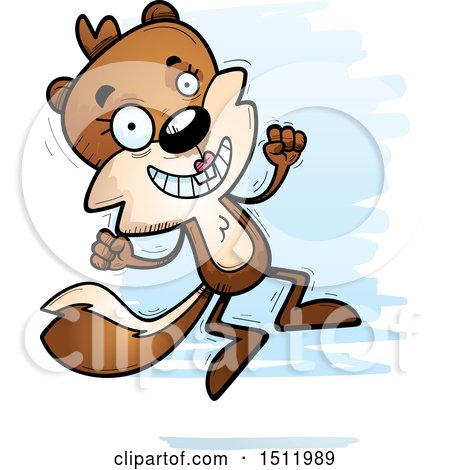 Clipart of a Jumping Female Squirrel - Royalty Free Vector Illustration by Cory Thoman