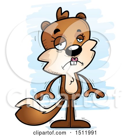 Clipart of a Sad Female Squirrel - Royalty Free Vector Illustration by Cory Thoman
