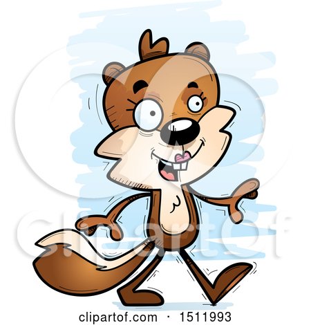 Clipart of a Happy Walking Female Squirrel - Royalty Free Vector Illustration by Cory Thoman