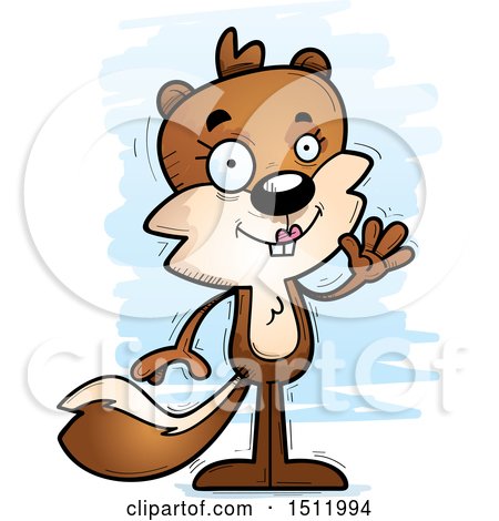 Clipart of a Friendly Waving Female Squirrel - Royalty Free Vector Illustration by Cory Thoman