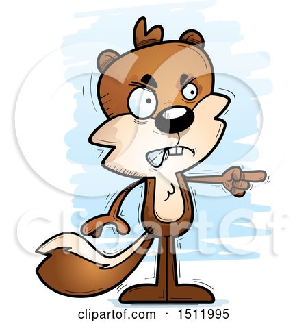 Clipart of a Mad Pointing Male Squirrel - Royalty Free Vector Illustration by Cory Thoman