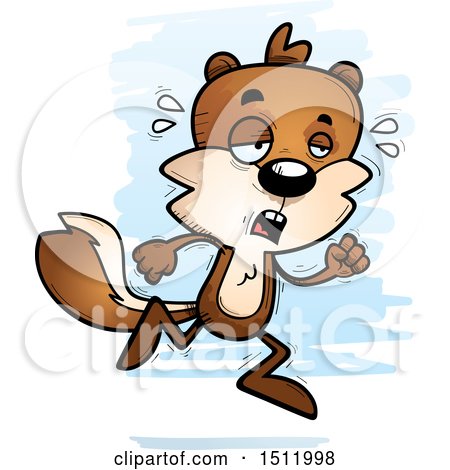 Clipart of a Tired Running Male Squirrel - Royalty Free Vector Illustration by Cory Thoman