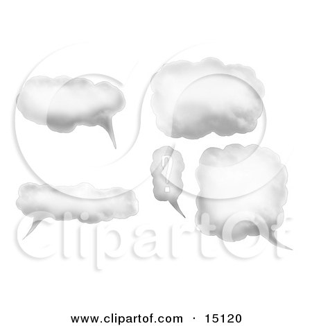 Collection Of Cloud Speech Or Thought Bubbles, One With A Question Mark Clipart Illustration by Anastasiya Maksymenko